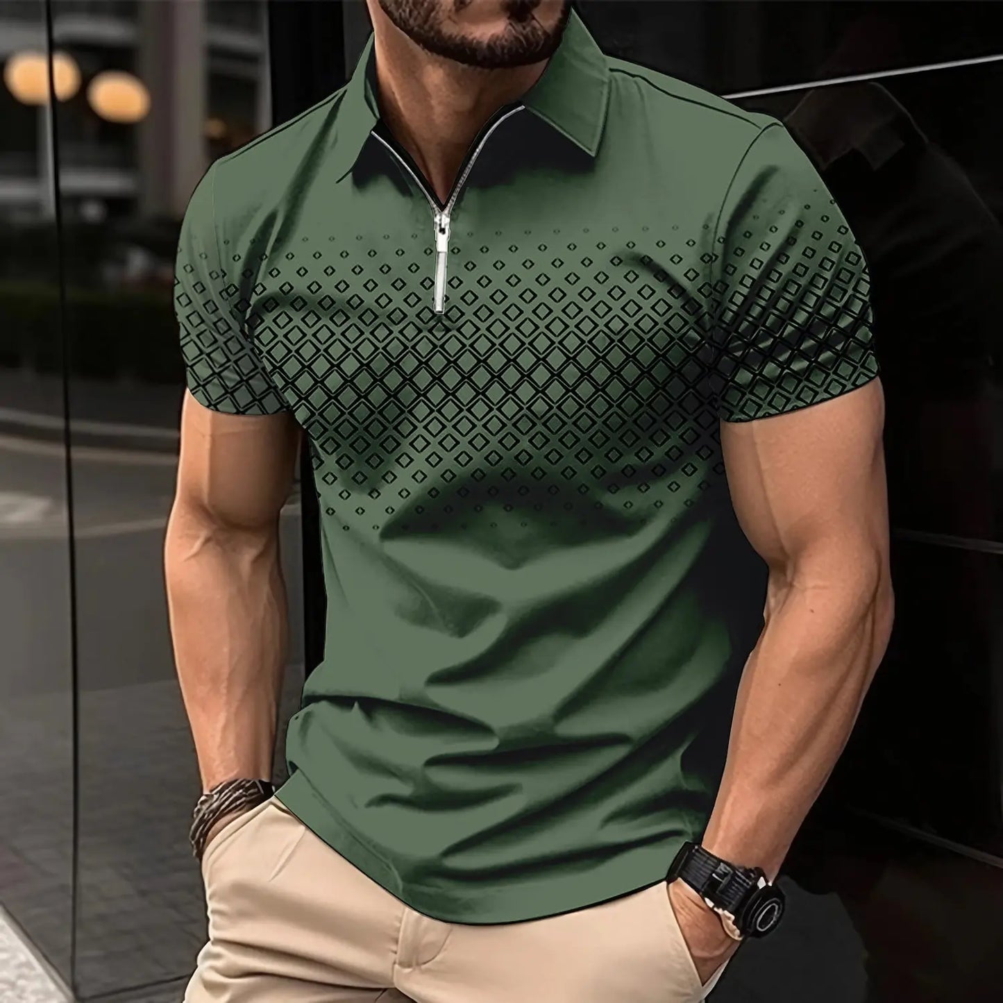 New Summer T Shirts for Men 2023 Short Sleeve Turn-Down Collar Letter Printing Button Striped Polo Tees Fashion Pullover Tops