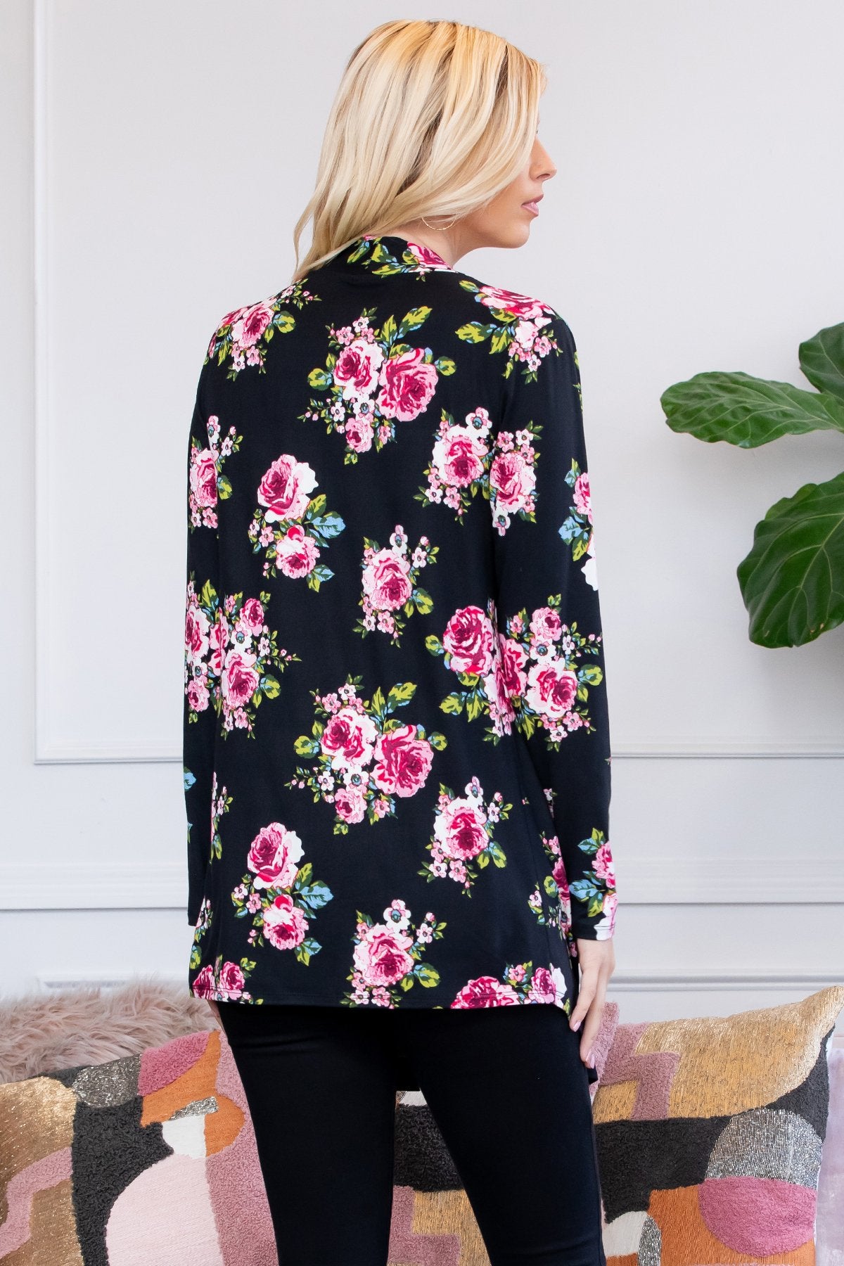Floral Print Open Cardigan