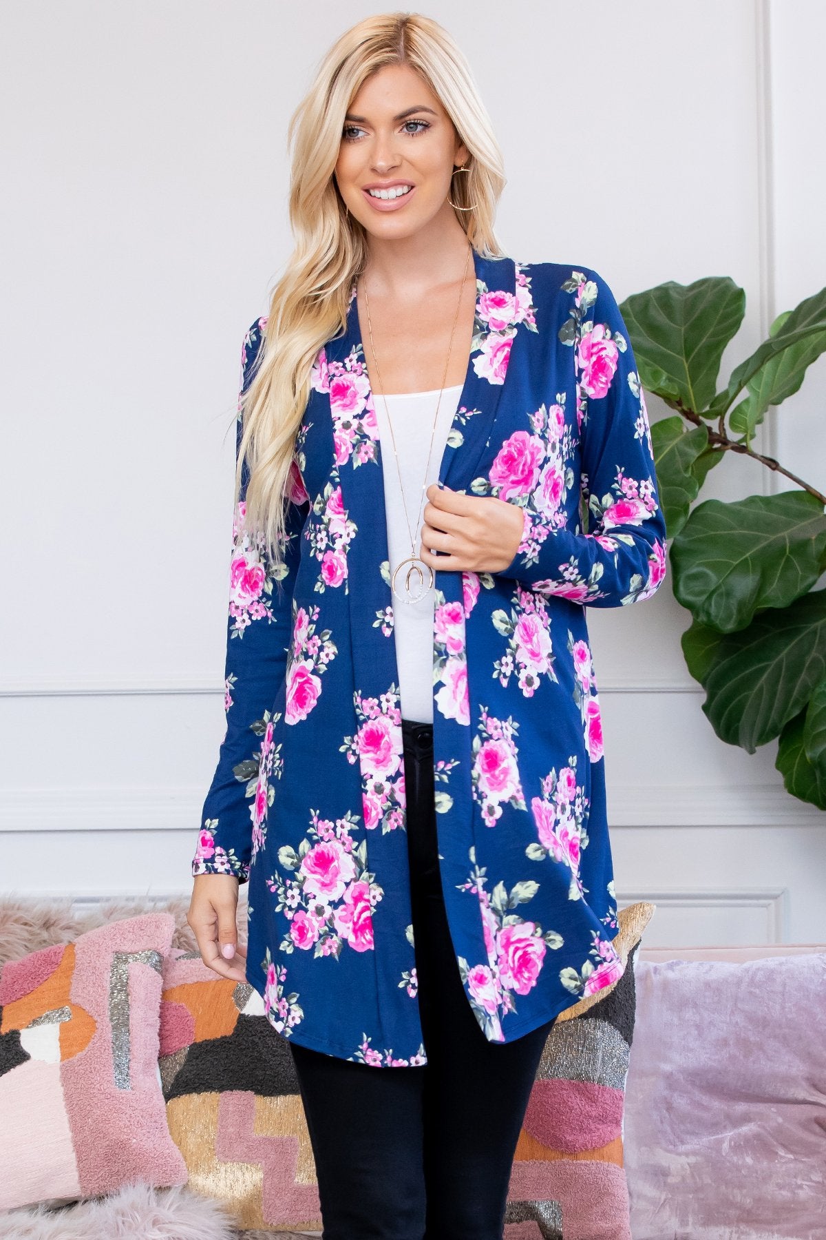 Floral Print Open Cardigan