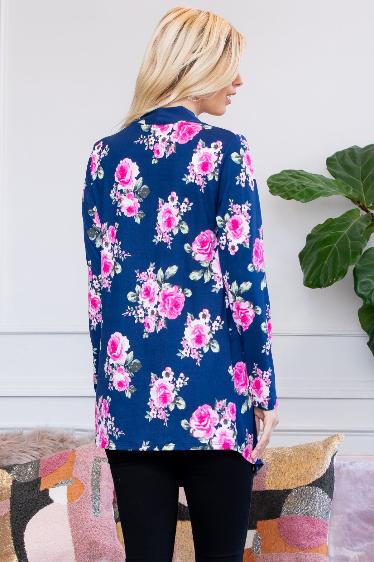 Floral Print Open Cardigan