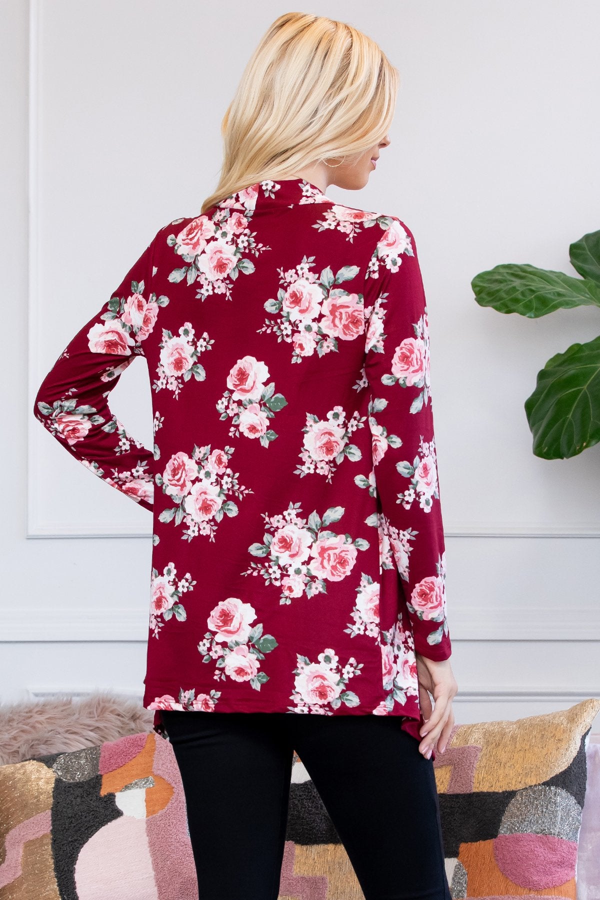 Floral Print Open Cardigan