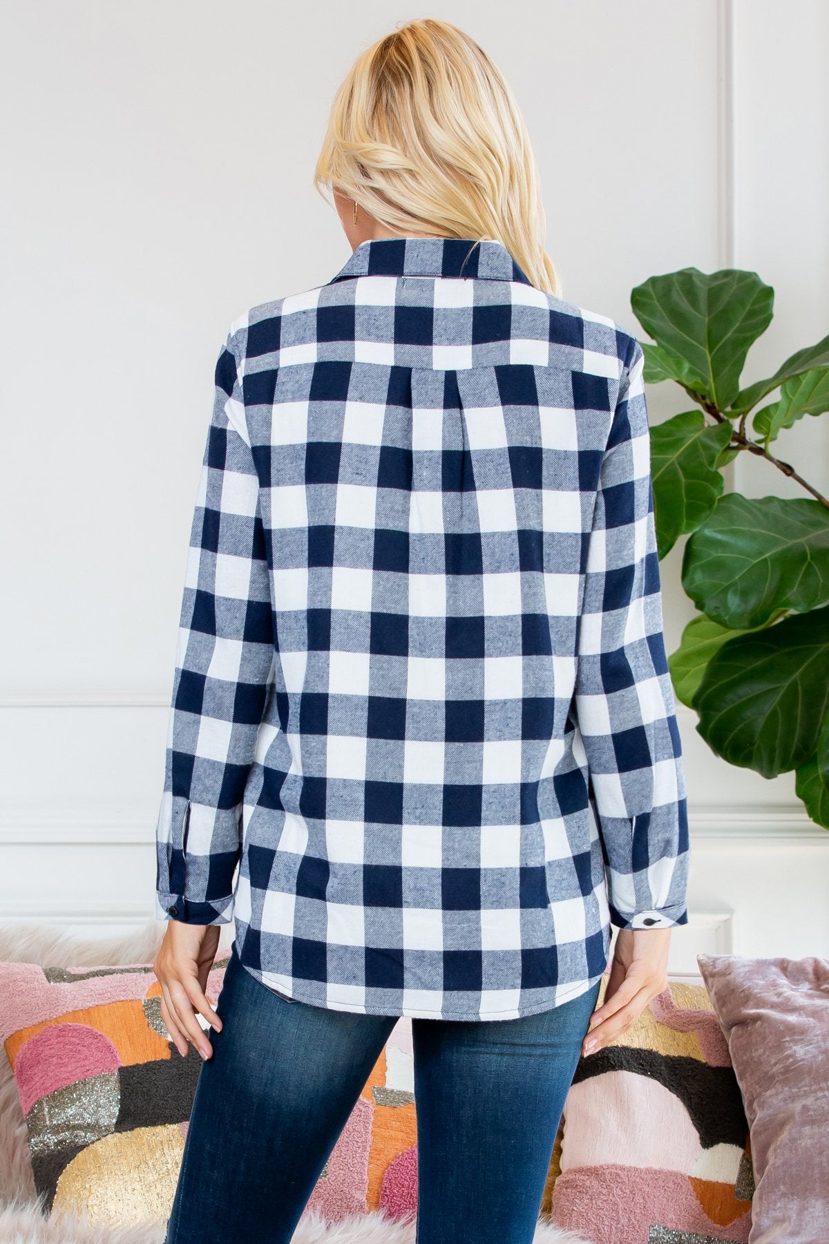 Sherpa Lined Plaid Flannel Top