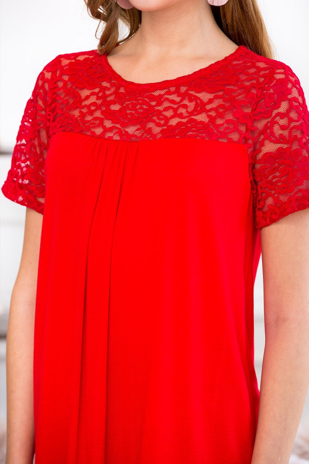 Short Sleeved Lace Detail Top