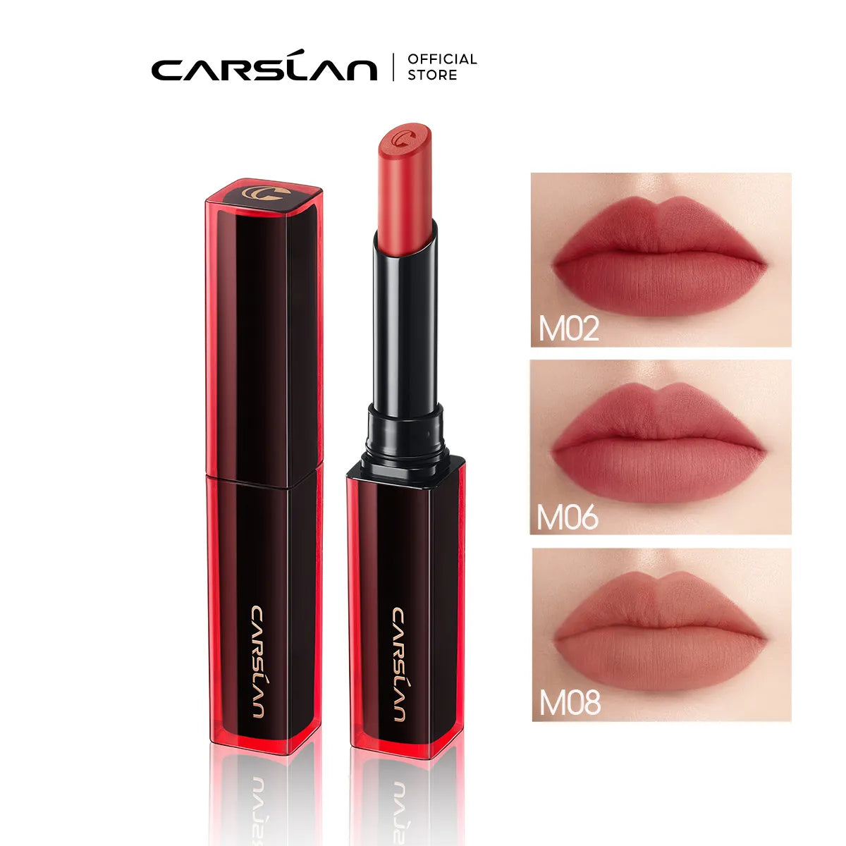 CARSLAN 8 Colors Light Cream Longwear Matte Lipsticks Long Lasting Non-Stick Cup Moisturizing Nude Pink Lip Tint Makup Cosmetic
