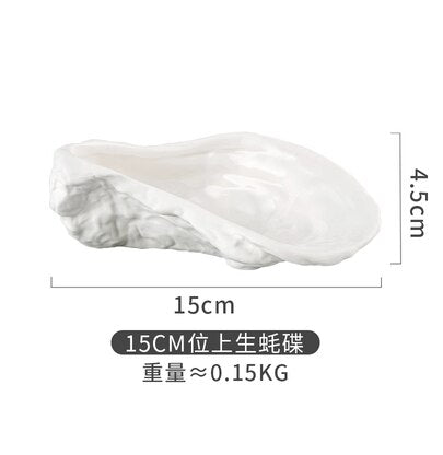 Irregular Ceramic Plate Oyster-Shaped Dinner Plate Dessert Plates Fruit Snack Tray Decorative Plates Seasoning Bowl Spice Dishes