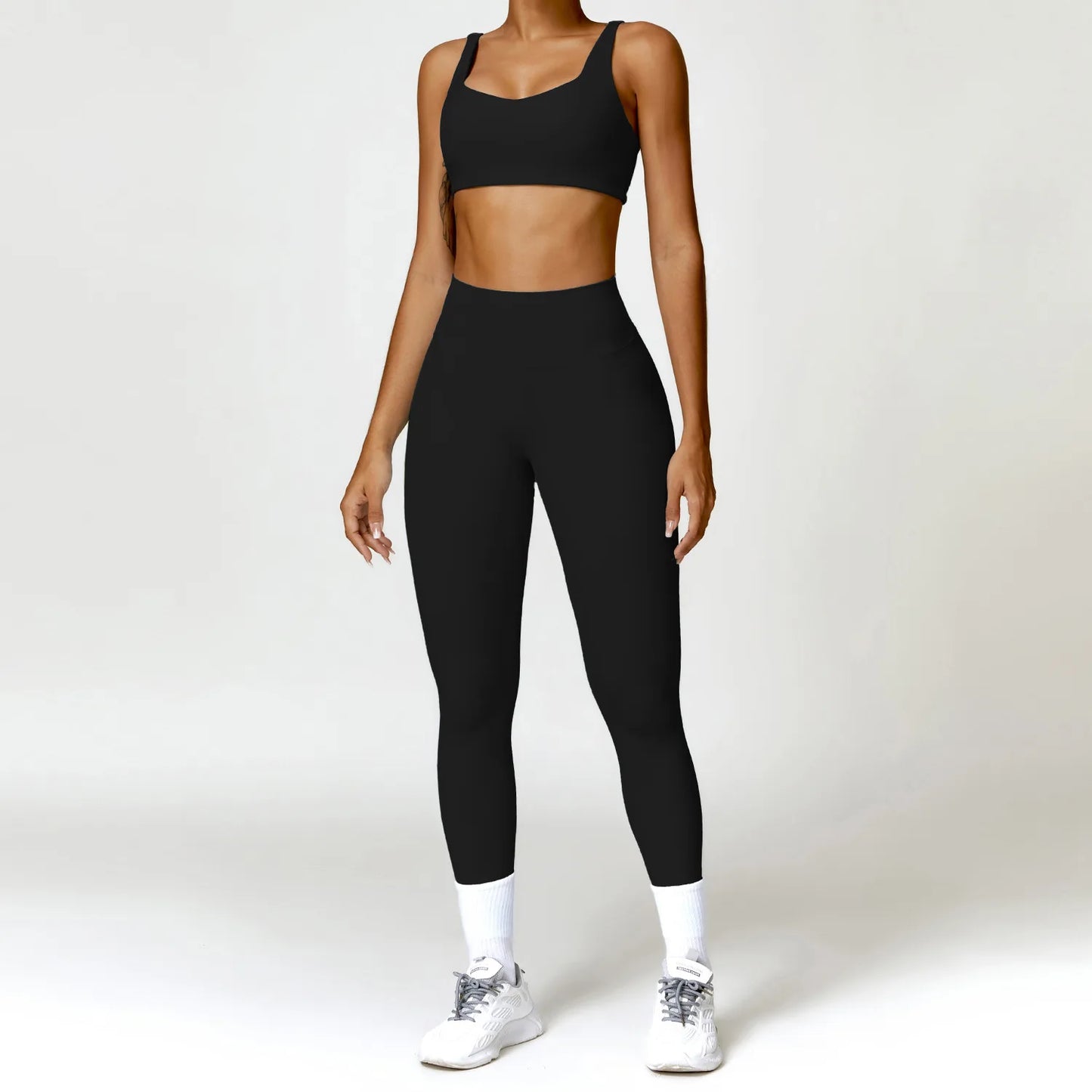 Yoga Set 2PCS Women Gym Long Sleeve Seamless Sportswear Workout Clothes Athletic Wear Legging Fitness Bra Crop Top Sports Suits