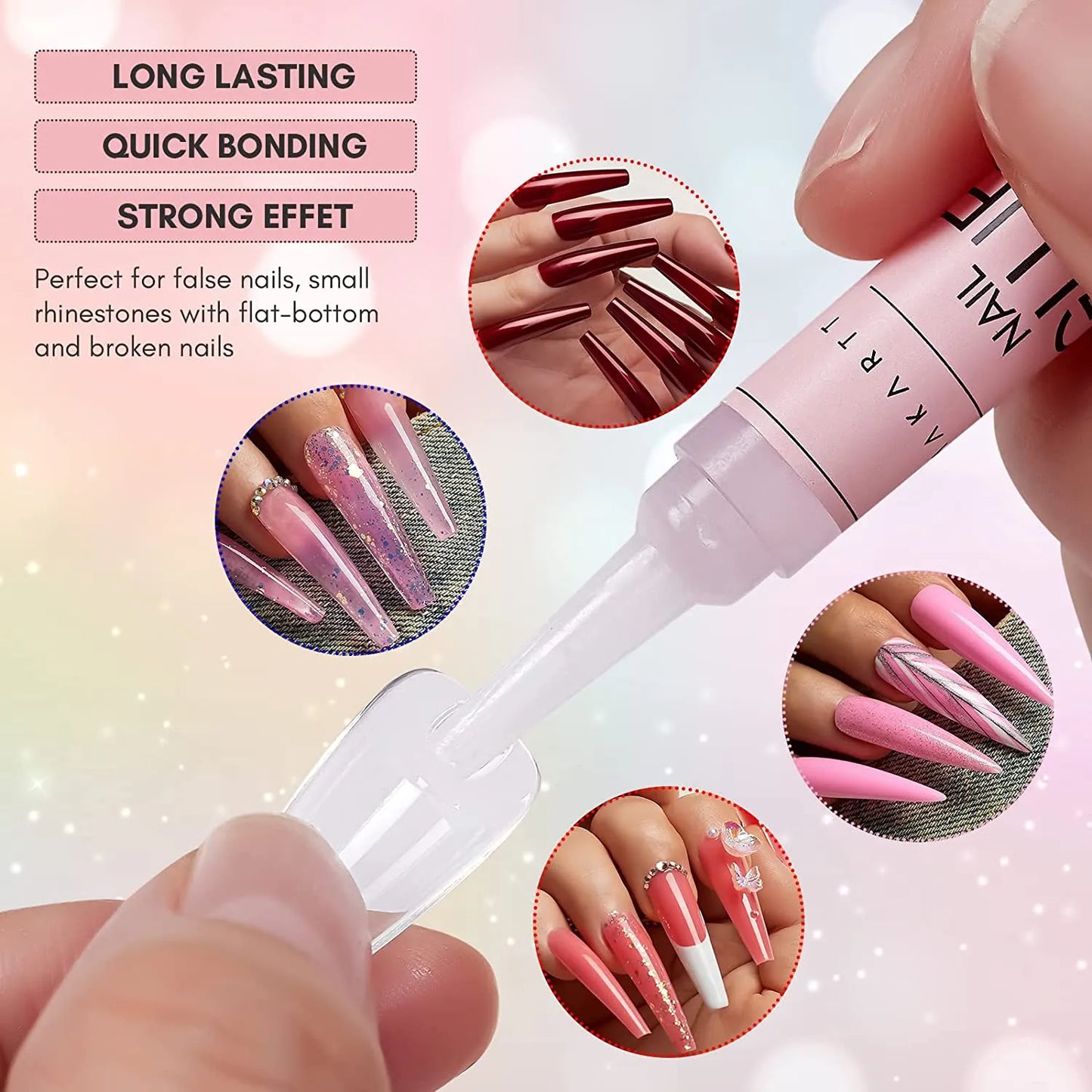 Makartt Nail Glues 10pcs/40pcs Adhesives Expert Fast Drying Quick Bonding 2g/Pcs False Nail Glue for DIY Nails and Nail Salon
