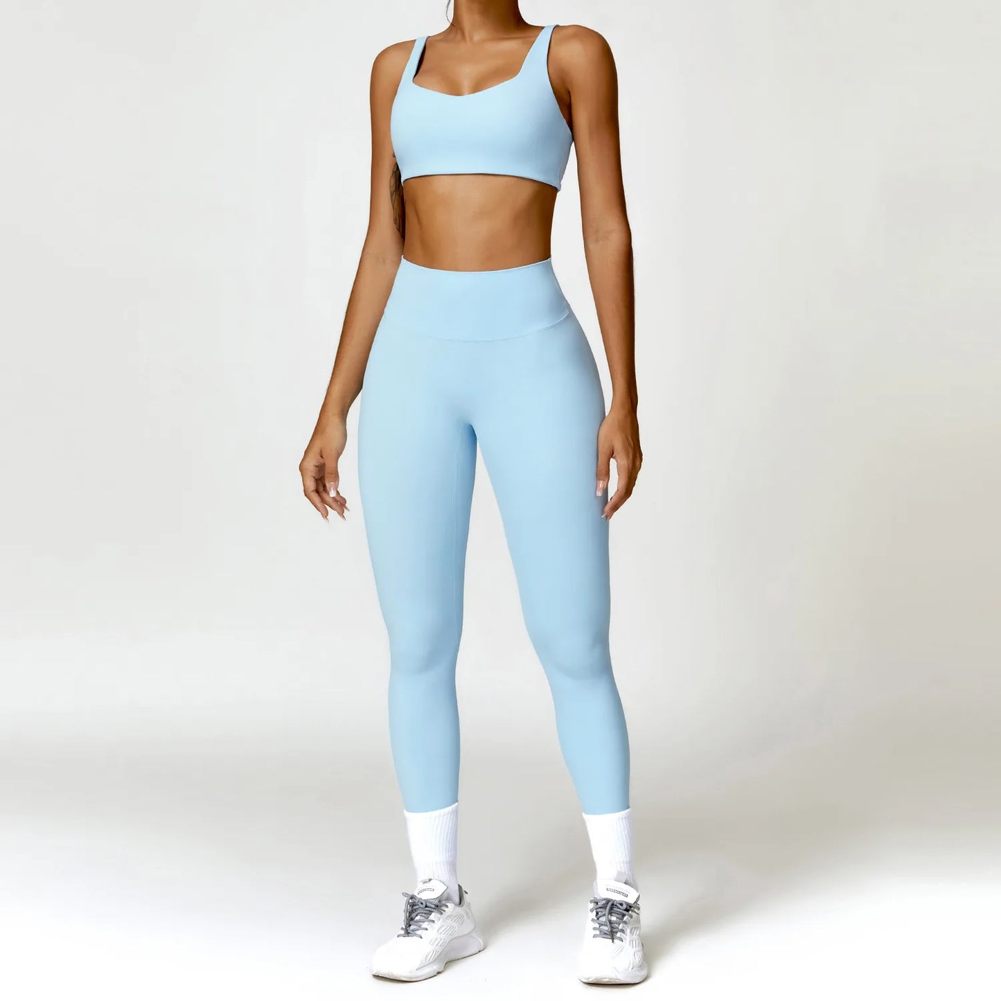 Yoga Set 2PCS Women Gym Long Sleeve Seamless Sportswear Workout Clothes Athletic Wear Legging Fitness Bra Crop Top Sports Suits