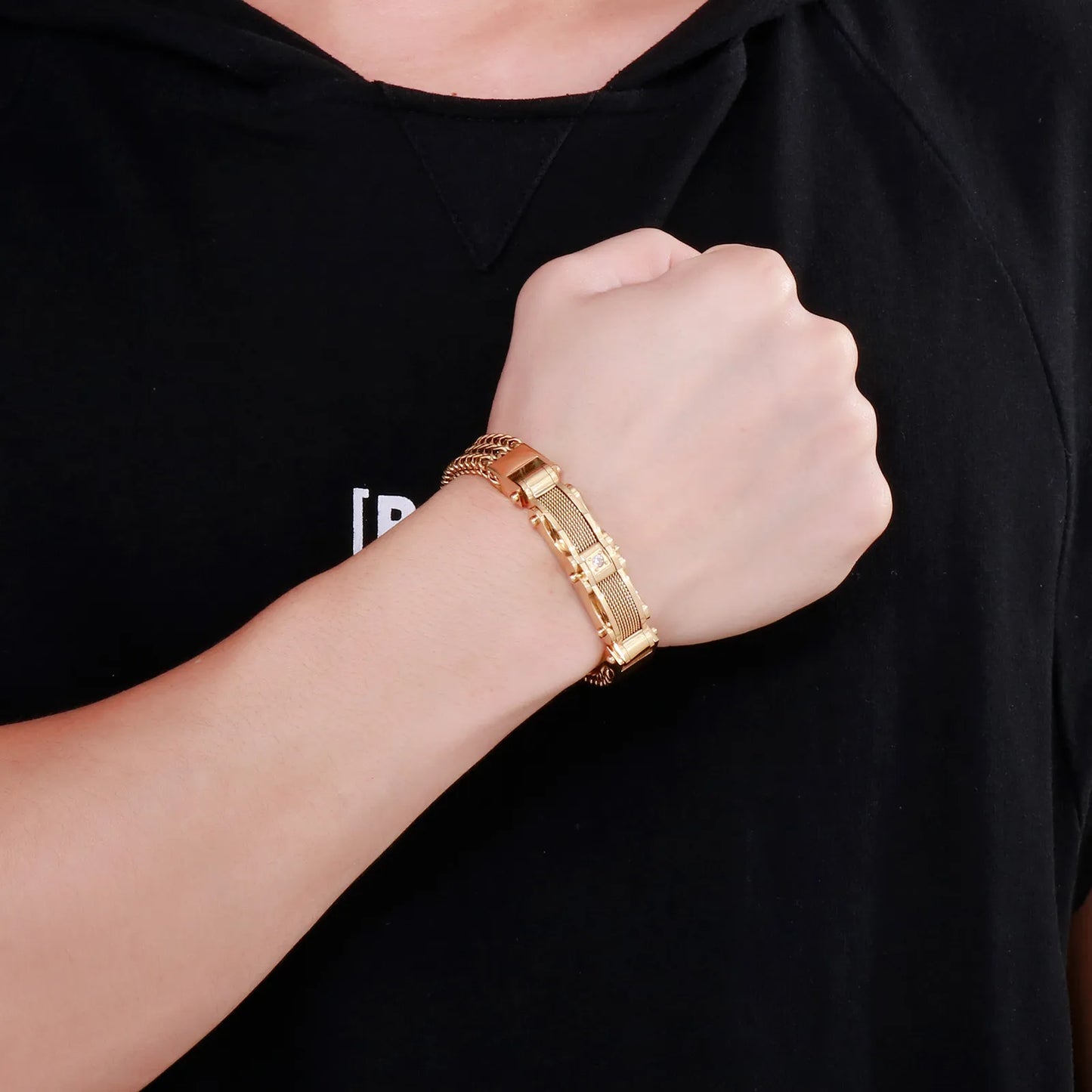 Luxury Gold Color Stainless Steel Link Chain Mesh Bracelets for Men Spulseiras Masculina Metal Male Charm Jewelry Accessory