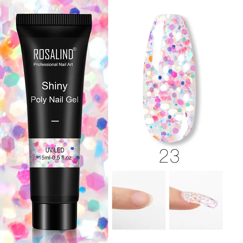 ROSALIND 15/30ml Poly Nail Gel Semi Permanent Acrylic Extension Crystal Nail Art Fast Builder Hybrid Varnish UV Poly Nail Polish