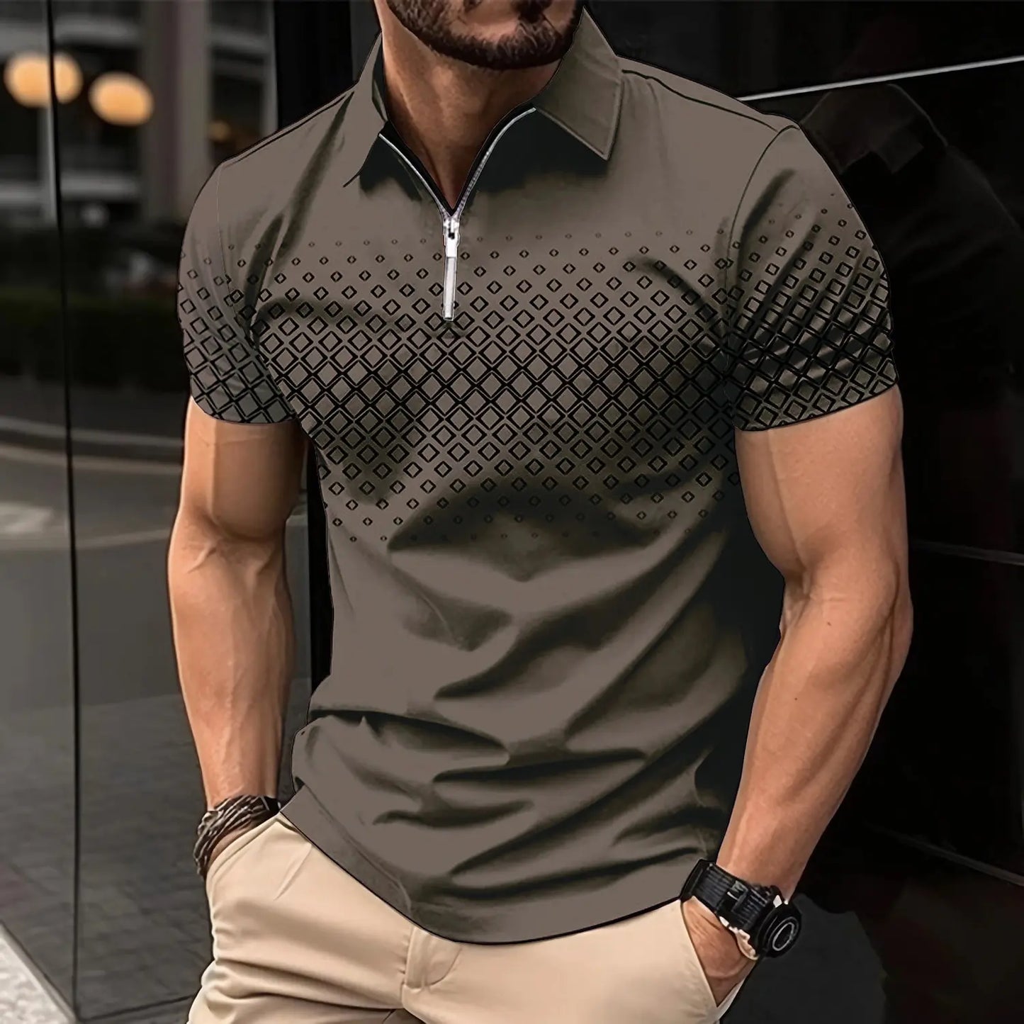 New Summer T Shirts for Men 2023 Short Sleeve Turn-Down Collar Letter Printing Button Striped Polo Tees Fashion Pullover Tops