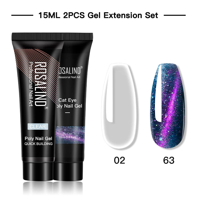 ROSALIND 15/30ml Poly Nail Gel Semi Permanent Acrylic Extension Crystal Nail Art Fast Builder Hybrid Varnish UV Poly Nail Polish