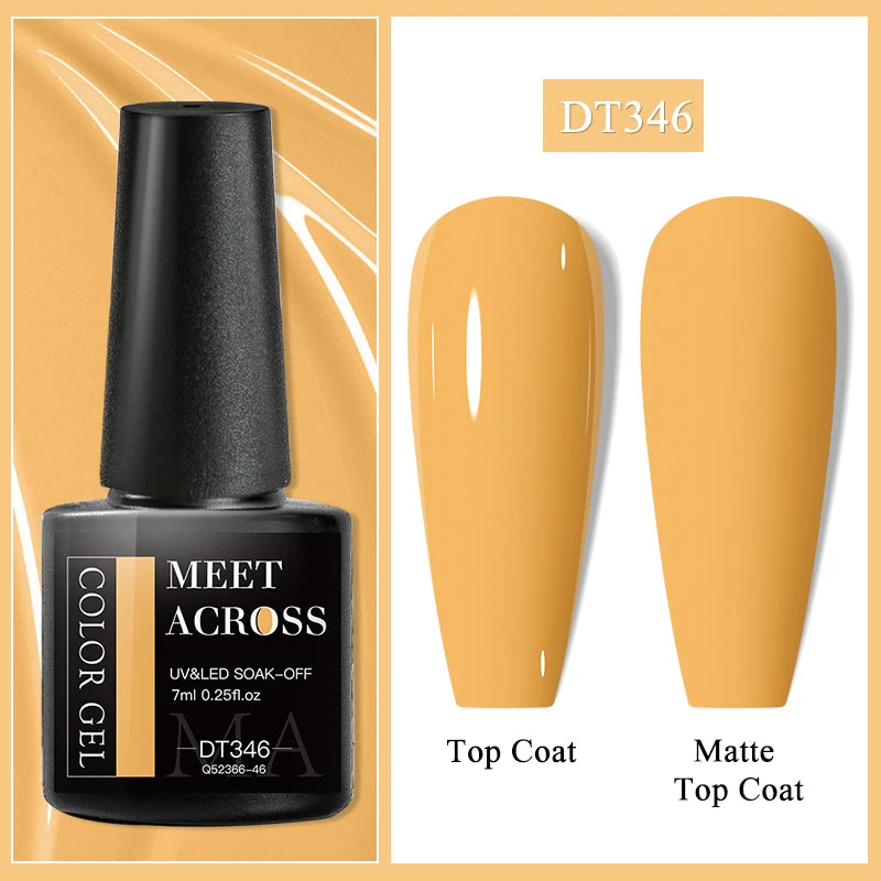 MEET ACROSS 7ml Auroras Thermal Gel Nail Polish Gold Glitter Gradient Color Changing Gel Semi Permanent Nail Art UV Gel Varnish