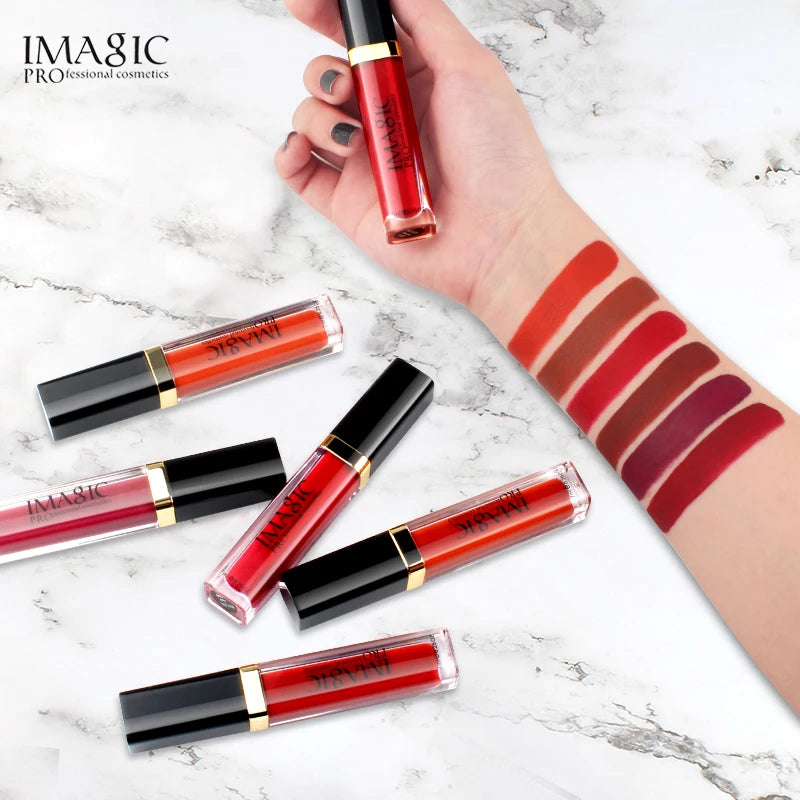 IMAGIC Matte Lip Gloss Waterproof  Liquid Lipgloss Matte Long Lasting Sexy Cosmetic Beauty Keep 24 Hours Makeup Lips