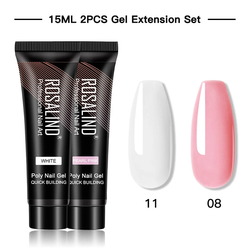 ROSALIND 15/30ml Poly Nail Gel Semi Permanent Acrylic Extension Crystal Nail Art Fast Builder Hybrid Varnish UV Poly Nail Polish