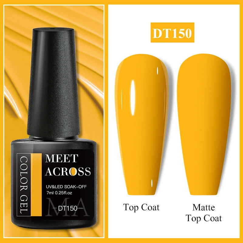 MEET ACROSS 7ml Auroras Thermal Gel Nail Polish Gold Glitter Gradient Color Changing Gel Semi Permanent Nail Art UV Gel Varnish
