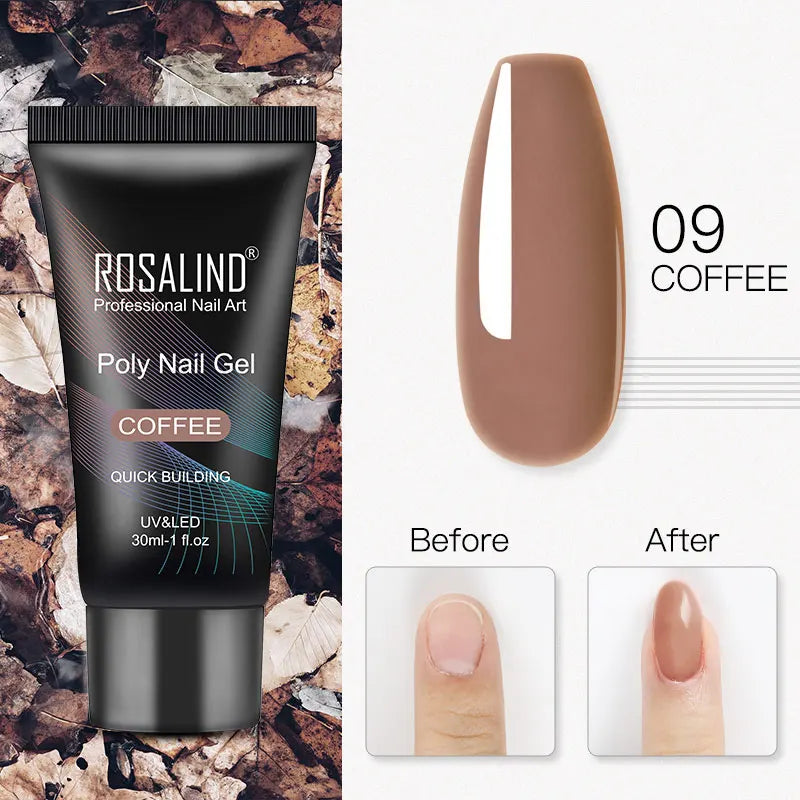 ROSALIND 15/30ml Poly Nail Gel Semi Permanent Acrylic Extension Crystal Nail Art Fast Builder Hybrid Varnish UV Poly Nail Polish