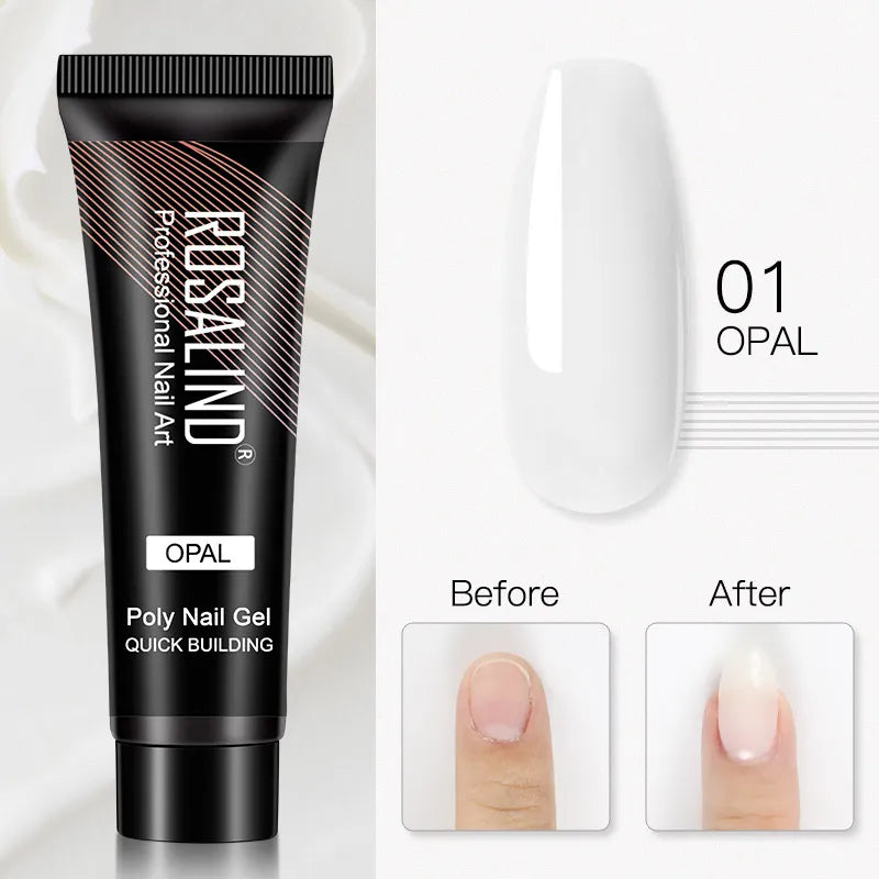 ROSALIND 15/30ml Poly Nail Gel Semi Permanent Acrylic Extension Crystal Nail Art Fast Builder Hybrid Varnish UV Poly Nail Polish