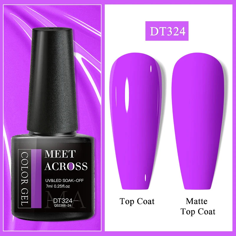 MEET ACROSS 7ml Auroras Thermal Gel Nail Polish Gold Glitter Gradient Color Changing Gel Semi Permanent Nail Art UV Gel Varnish