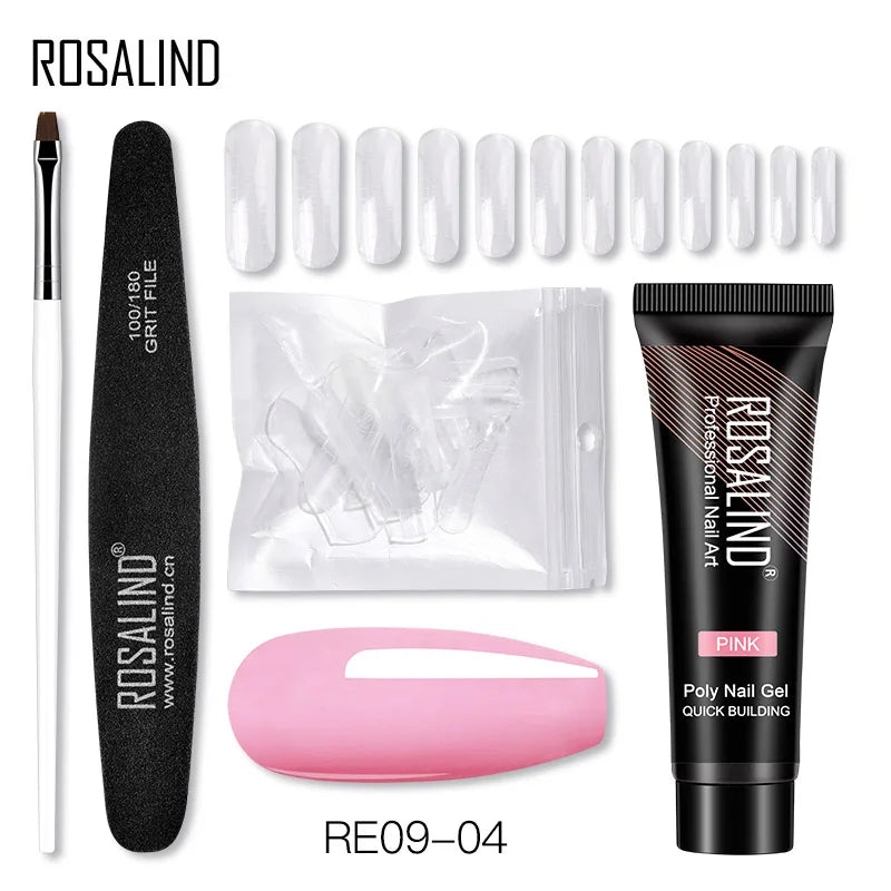 ROSALIND 15/30ml Poly Nail Gel Semi Permanent Acrylic Extension Crystal Nail Art Fast Builder Hybrid Varnish UV Poly Nail Polish
