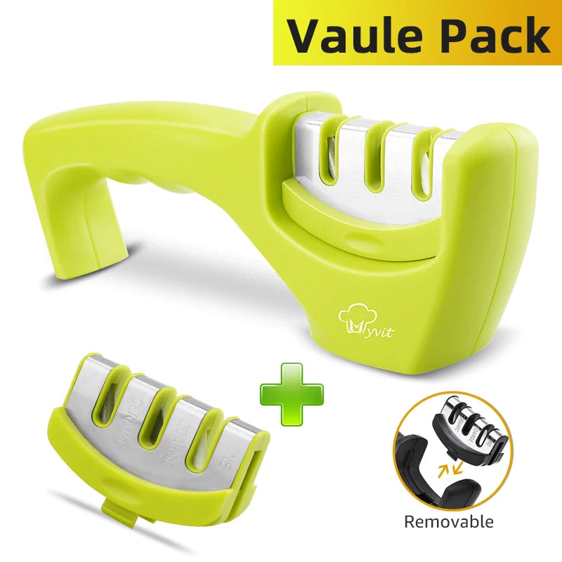 Knife Sharpener 4 in 1 Diamond Coated&Fine Rod Knife Shears and Scissors Sharpening Stone System Stainless Steel Blades