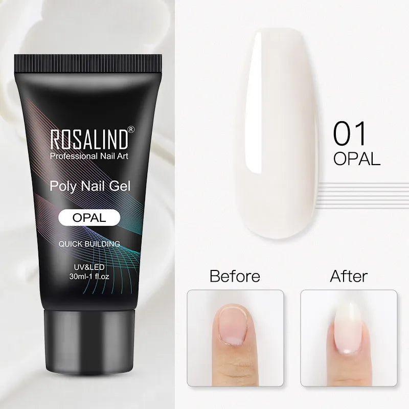 ROSALIND 15/30ml Poly Nail Gel Semi Permanent Acrylic Extension Crystal Nail Art Fast Builder Hybrid Varnish UV Poly Nail Polish