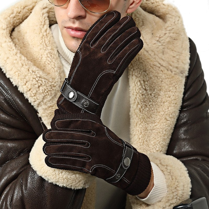 Touch Screen Winter Warm Men's Gloves Genuine Leather Casual Gloves Mittens for Men Outdoor Sport Full Finger Glove  ST030