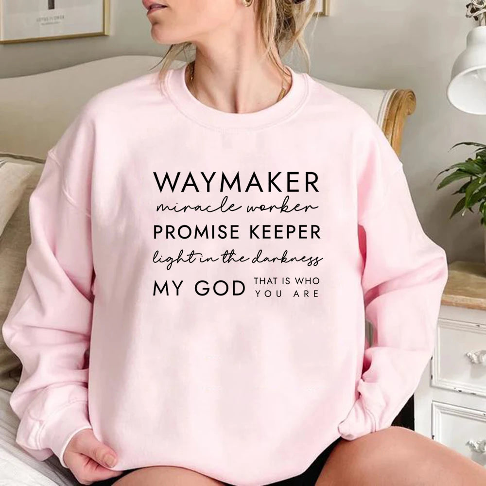 Christian Sweatshirt Waymaker Clothes Religious Gifts Women Crewneck Sweatshirts Faith Hoodie Bible Verse Pullover Christian Top