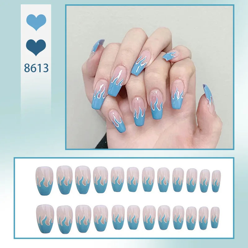 24PcsSet Wearable Press on Nail Art Full Cover Manicure Ballet Cute Nails False Removable Fake Nails With Glue Short Square Head