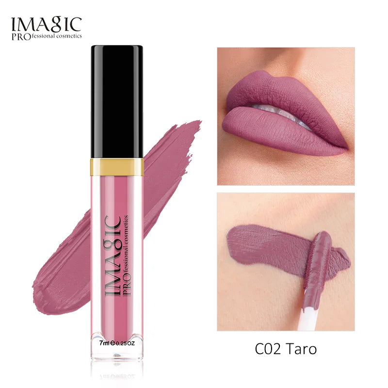 IMAGIC Matte Lip Gloss Waterproof  Liquid Lipgloss Matte Long Lasting Sexy Cosmetic Beauty Keep 24 Hours Makeup Lips