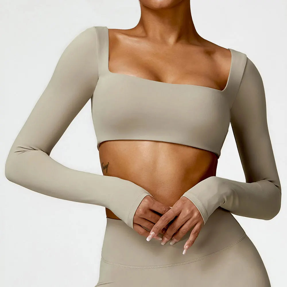 Winter Yoga Long Sleeved Women Yoga Top Outdoor Running Fitness Wear Brushed T-Shirt Long Sleeved Gym Push Up Workout Sports Top