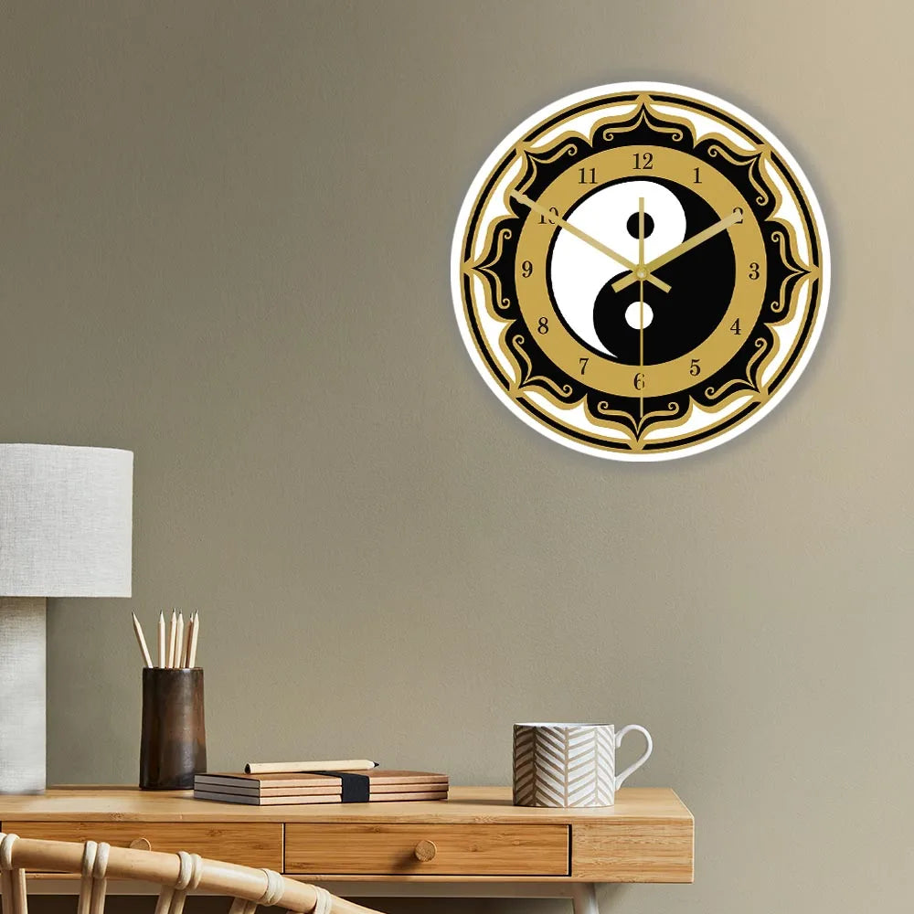 Yin Yang Symbol Modern Wall Clock Chinese Philosophy Taoist Amulet Wall Art Spirituality Home Decor Silent Movement Wall Clock