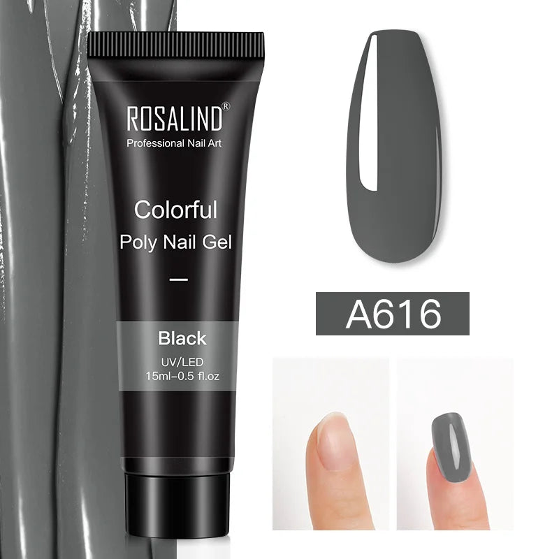 ROSALIND 15/30ml Poly Nail Gel Semi Permanent Acrylic Extension Crystal Nail Art Fast Builder Hybrid Varnish UV Poly Nail Polish