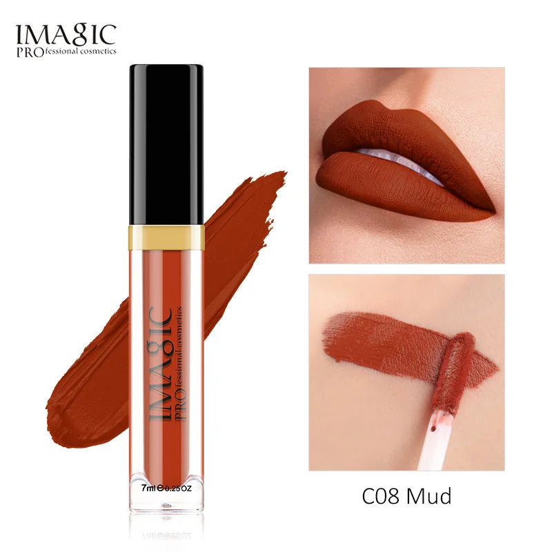 IMAGIC Matte Lip Gloss Waterproof  Liquid Lipgloss Matte Long Lasting Sexy Cosmetic Beauty Keep 24 Hours Makeup Lips