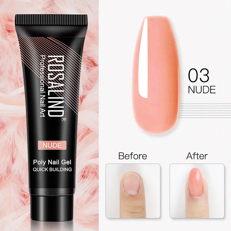 ROSALIND 15/30ml Poly Nail Gel Semi Permanent Acrylic Extension Crystal Nail Art Fast Builder Hybrid Varnish UV Poly Nail Polish