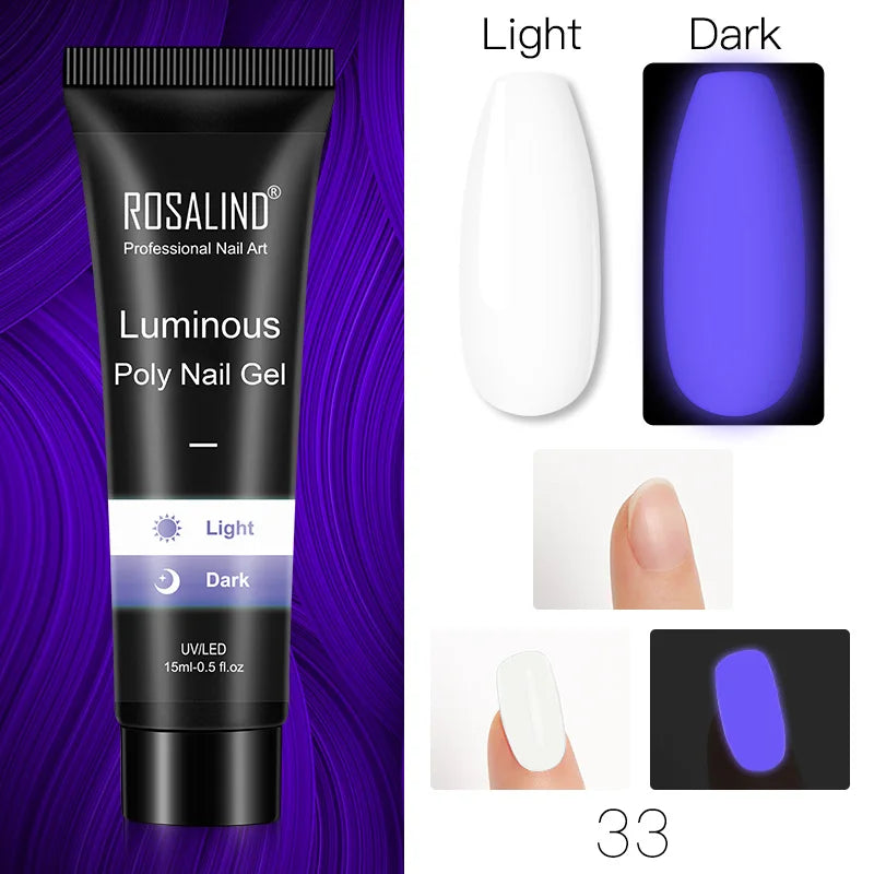 ROSALIND 15/30ml Poly Nail Gel Semi Permanent Acrylic Extension Crystal Nail Art Fast Builder Hybrid Varnish UV Poly Nail Polish