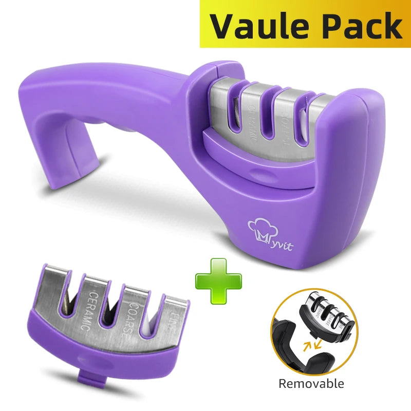 Knife Sharpener 4 in 1 Diamond Coated&Fine Rod Knife Shears and Scissors Sharpening Stone System Stainless Steel Blades