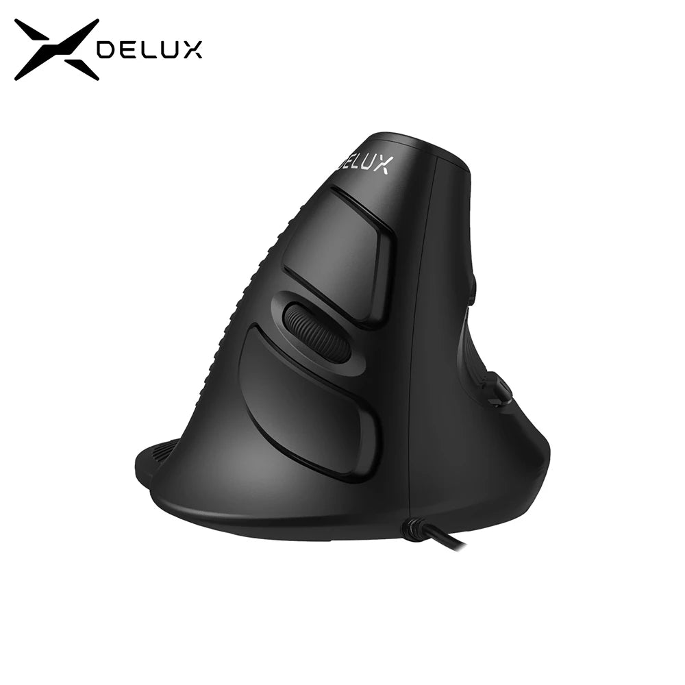 Delux M618 BU Ergonomic Vertical Mouse 6 Buttons 800/1200/1600 DPI Optical Right Hand Mice With Wrist Mat for PC Laptop