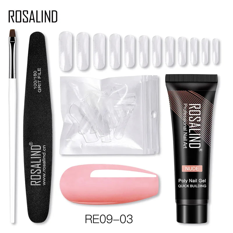 ROSALIND 15/30ml Poly Nail Gel Semi Permanent Acrylic Extension Crystal Nail Art Fast Builder Hybrid Varnish UV Poly Nail Polish