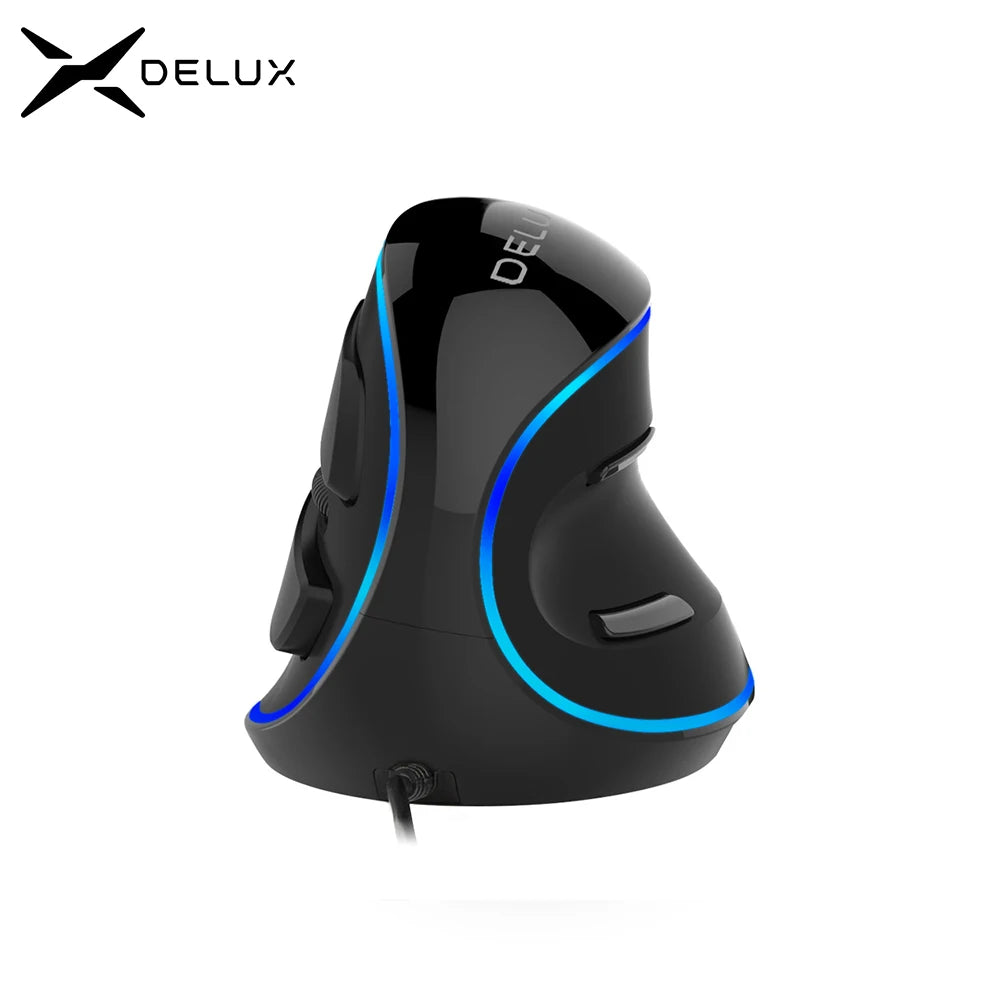 Delux M618 PLUS Ergonomics Vertical Gaming Mouse 6 Buttons 4000 DPI RGB Wired/Wireless Right Hand Mice for PC Laptop Computer