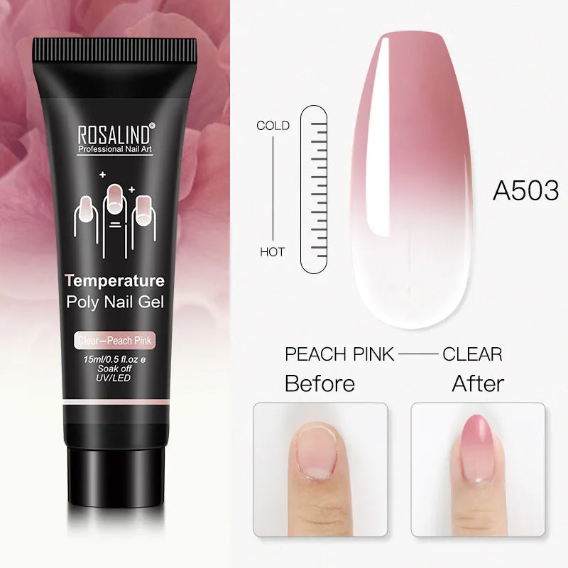 ROSALIND 15/30ml Poly Nail Gel Semi Permanent Acrylic Extension Crystal Nail Art Fast Builder Hybrid Varnish UV Poly Nail Polish