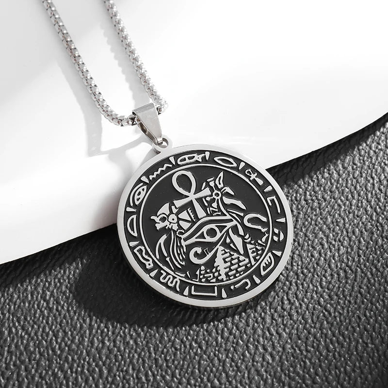 Men\'s Classic Punk Gold Plated Freemason Round Medal Pendant Necklace Hip Hop Style Rock Party Jewelry