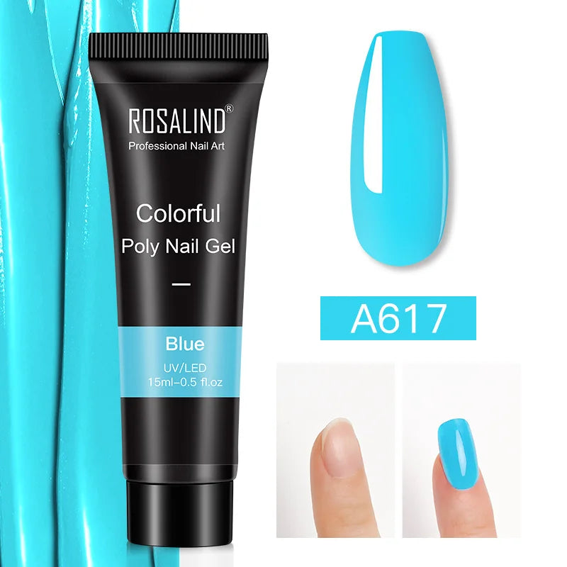ROSALIND 15/30ml Poly Nail Gel Semi Permanent Acrylic Extension Crystal Nail Art Fast Builder Hybrid Varnish UV Poly Nail Polish