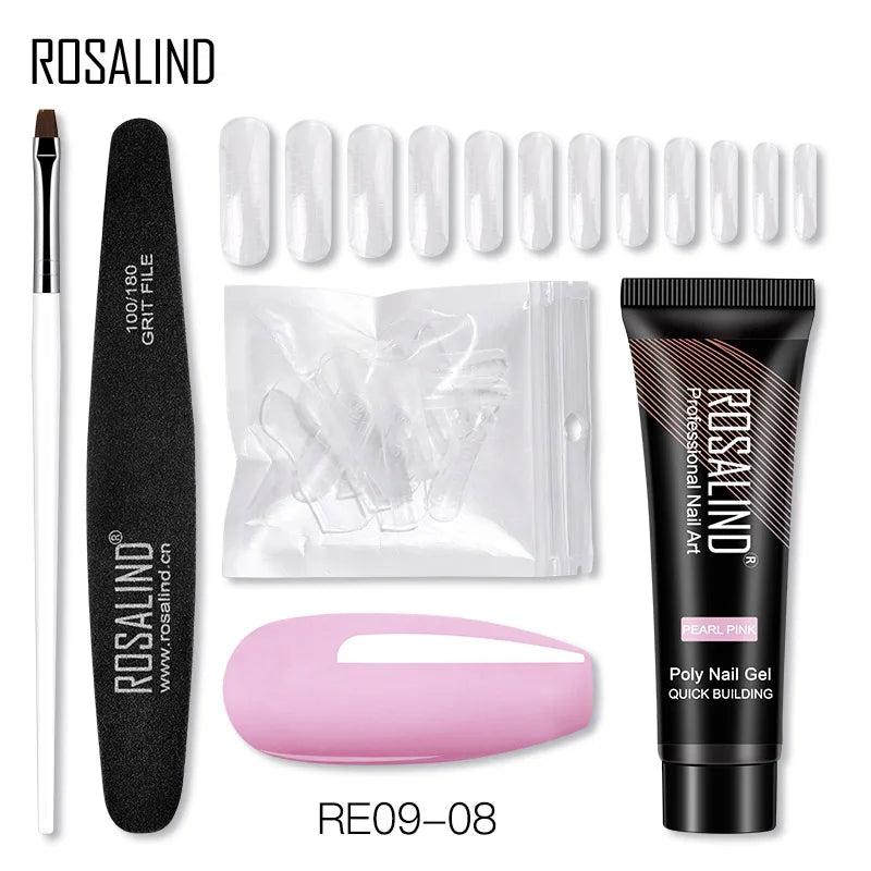 ROSALIND 15/30ml Poly Nail Gel Semi Permanent Acrylic Extension Crystal Nail Art Fast Builder Hybrid Varnish UV Poly Nail Polish