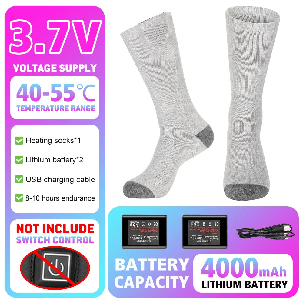 65℃ Heated Socks Winter Warmth 5000mAh USB Rechargeable Heating Socks Motorcycle Outdoor Heated Boots Snowmobile Skiing Sock