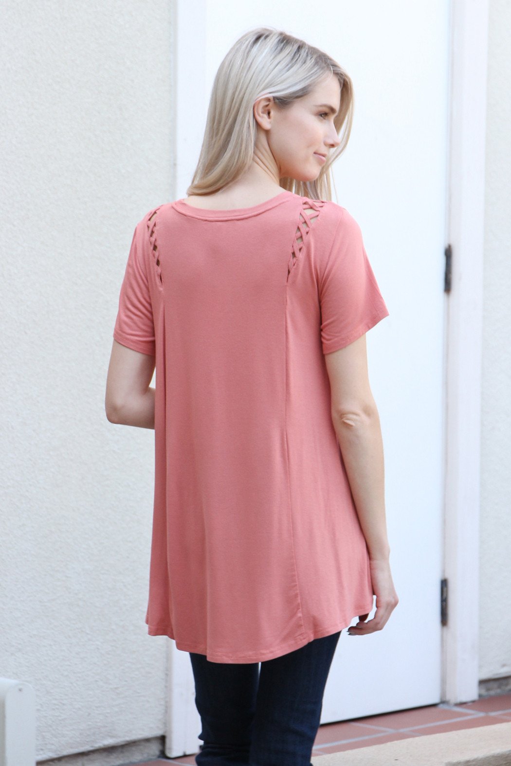 Short Sleeve Braid Detail Top