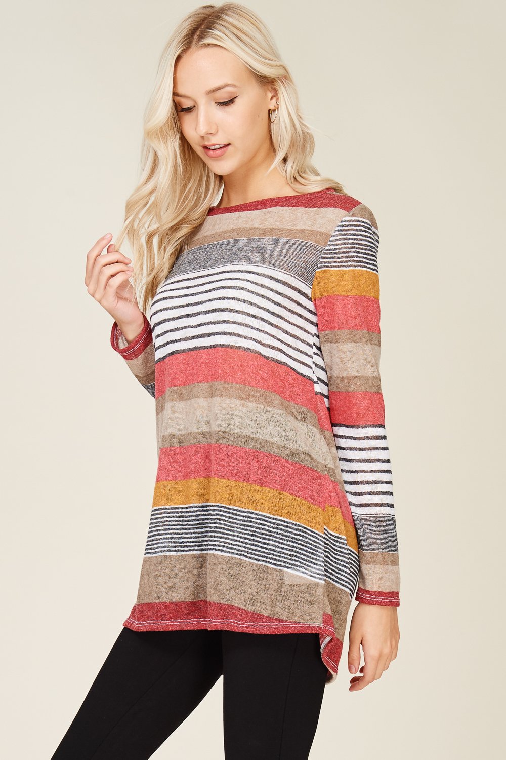 Multi Striped Light Knit Tunic
