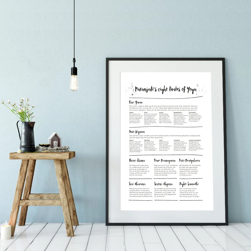 8 Limbs of Yoga Canvas Print Ashtanga Yoga Artwork Poster Yoga Gift Yoga Philosophy Painting Picture Yoga Studio Wall Art Decor