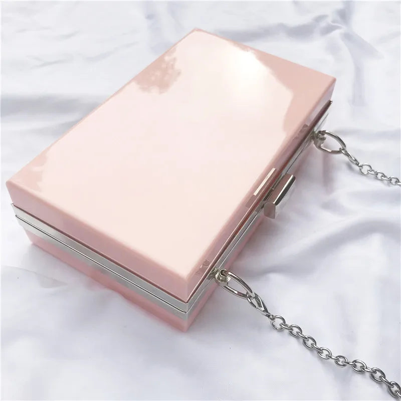 BELLA JOY New Acrylic Transparent Women Clutch Bag Chain  Women Messenger Bag Evening Bag Handbag Chain Shoulder Bag