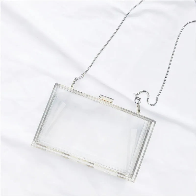BELLA JOY New Acrylic Transparent Women Clutch Bag Chain  Women Messenger Bag Evening Bag Handbag Chain Shoulder Bag